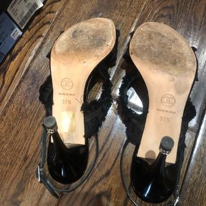 CHANEL Shoes - Chanel Black Ruffle Bow Patent Leather CC CHANEL Shoes - Chanel Black Ruffle Bow Patent Leather CC
